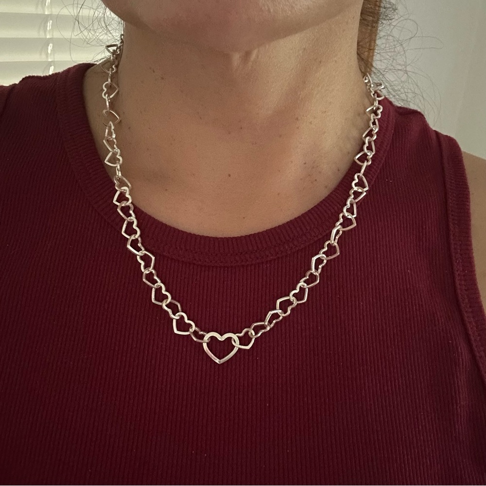 Linked Hearts Collier Necklace .925 Silver - Picture 7 of 7